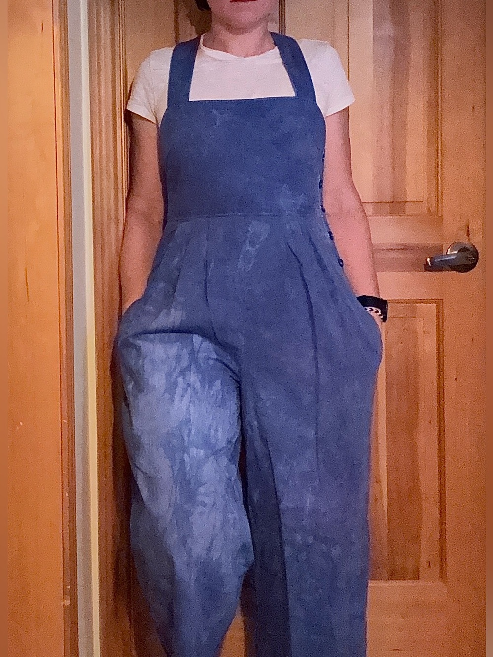 Free People Women’s Blue Cotton Overalls Jumpsuit - Hand Dyed